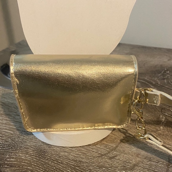 Versace Parfums Gold Mini Wristlet Wallet Bag with Strap 4” x 2.5” x 1” New Cond - Picture 3 of 6